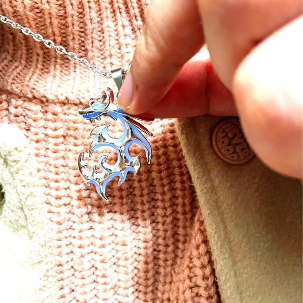 Dragon Necklace Stainless Steel Dragon Necklace Glow in the Dark Dragon Necklace - Picture 4 of 5